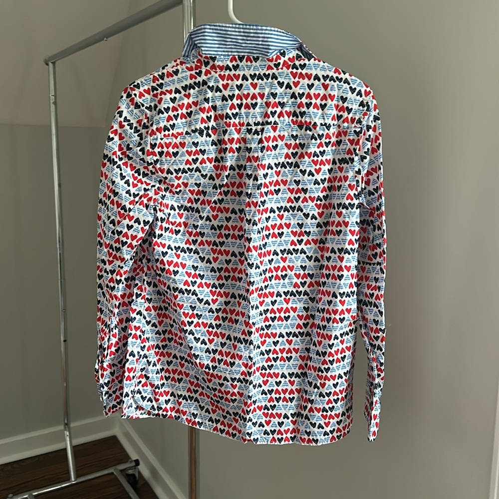 Talbots Heart Pattern Button Down Shirt Size S - image 4